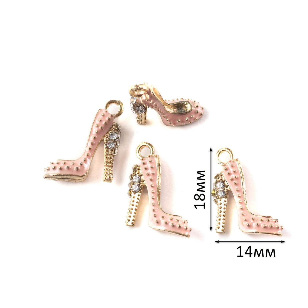 Підвіска Туфелька золото з рожевою емаллю 1шт 14*18мм PDZ088, фото 1