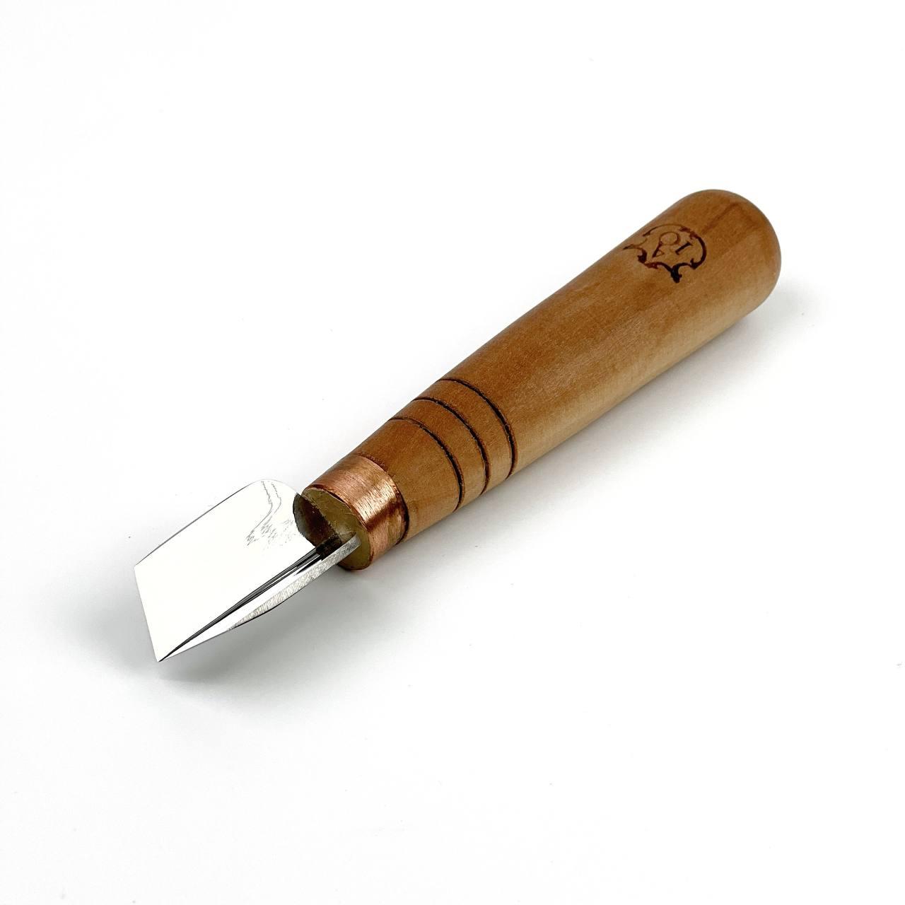 Стамеска коротка кутова скошена 15мм Адольф Юр'єв для геометричного різьблення, фото 1