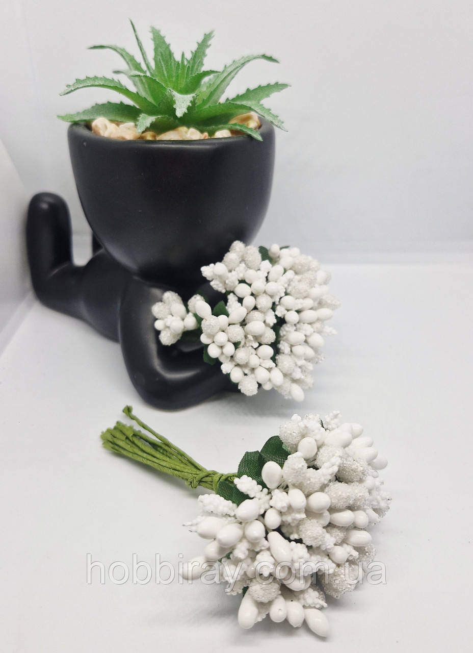 Тичинки, додатки. Лак, цукор, кукурудза.  В пучку 12 тичинок. Ціна за пучок. Колір  білий., фото 1