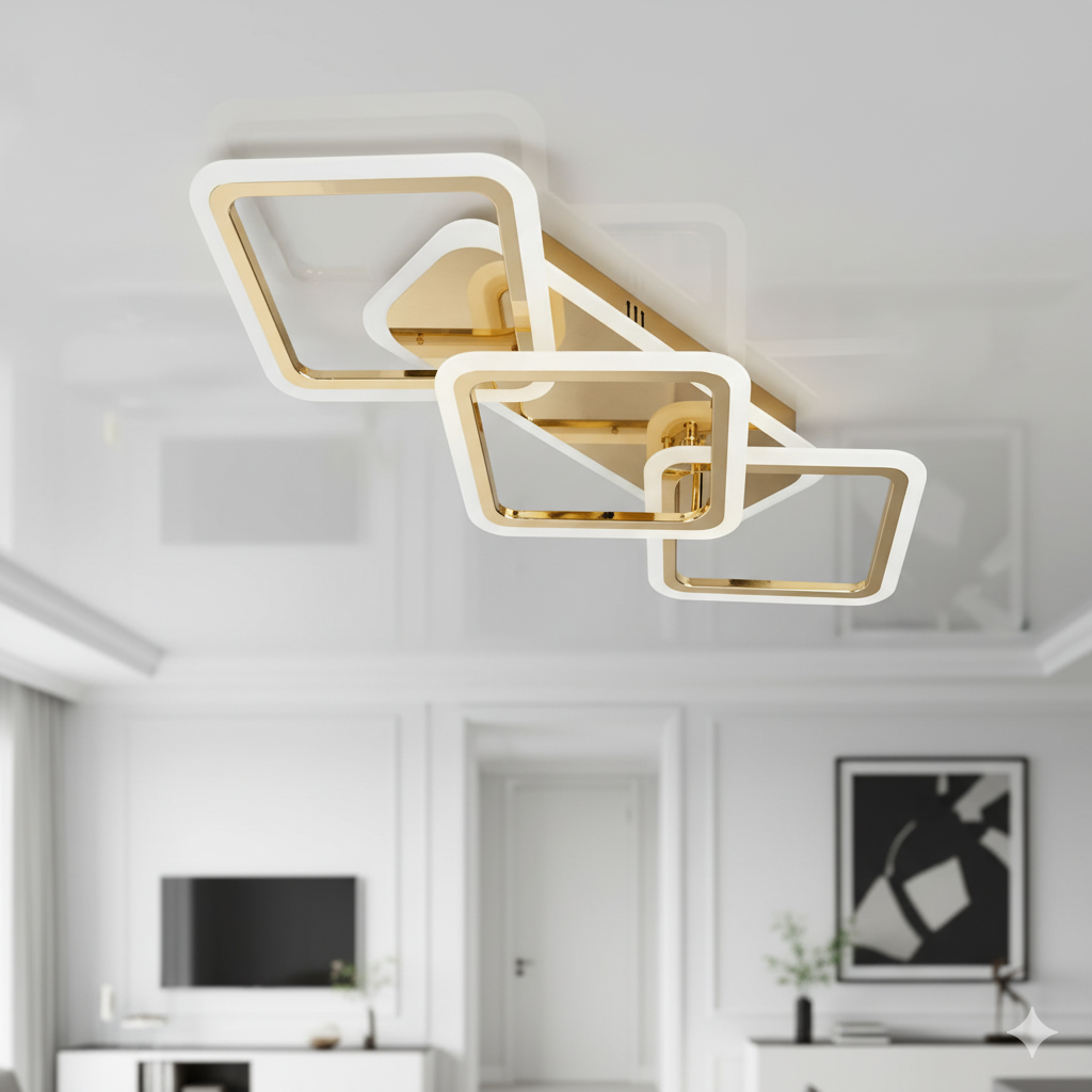 Сучасна люстра Led з димером Diasha 75W до 18 м² колір Золотистий A8160/2+1G 3col dim, фото 1