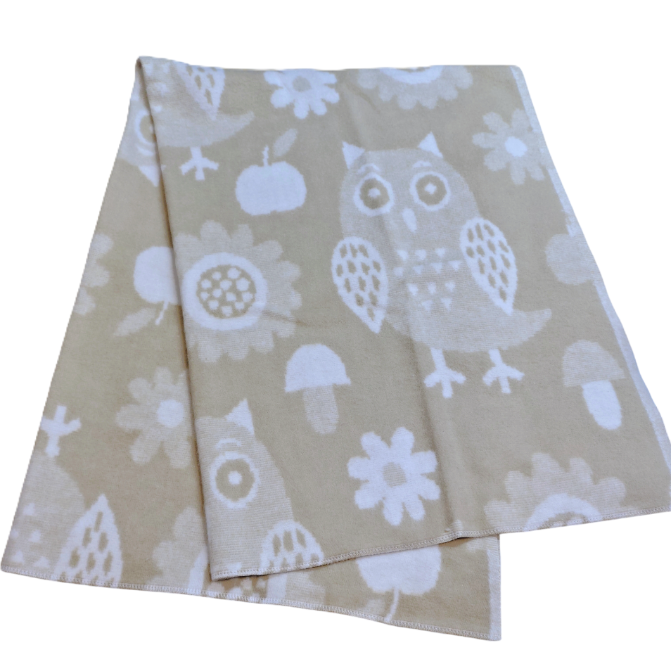 Дитяча ковдра 100х140см в ліжечко з бавовни Ярослав Сови 05/7 бежевий, фото 1
