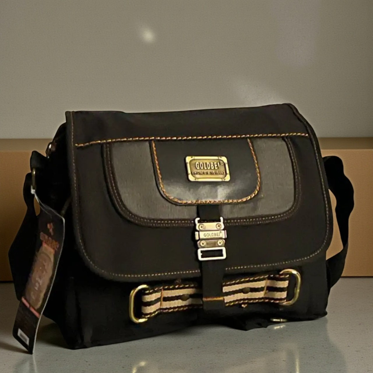 Практична текстильна чоловіча сумка-месенджер, сумка через плече чоловіча брезентова Gold be, фото 1