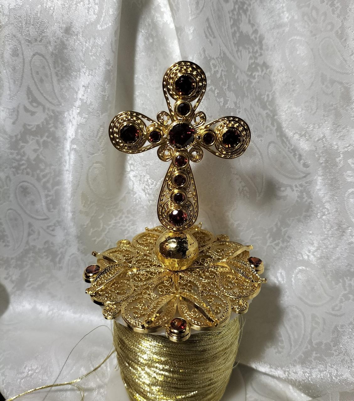 Ювелірний хрест для митри з камінням фіанітів, фото 1