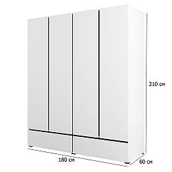Шафа розстібна платтяна Cross S 180 см біла і чорна чотиридверна без ручок у стилі мінімалізм