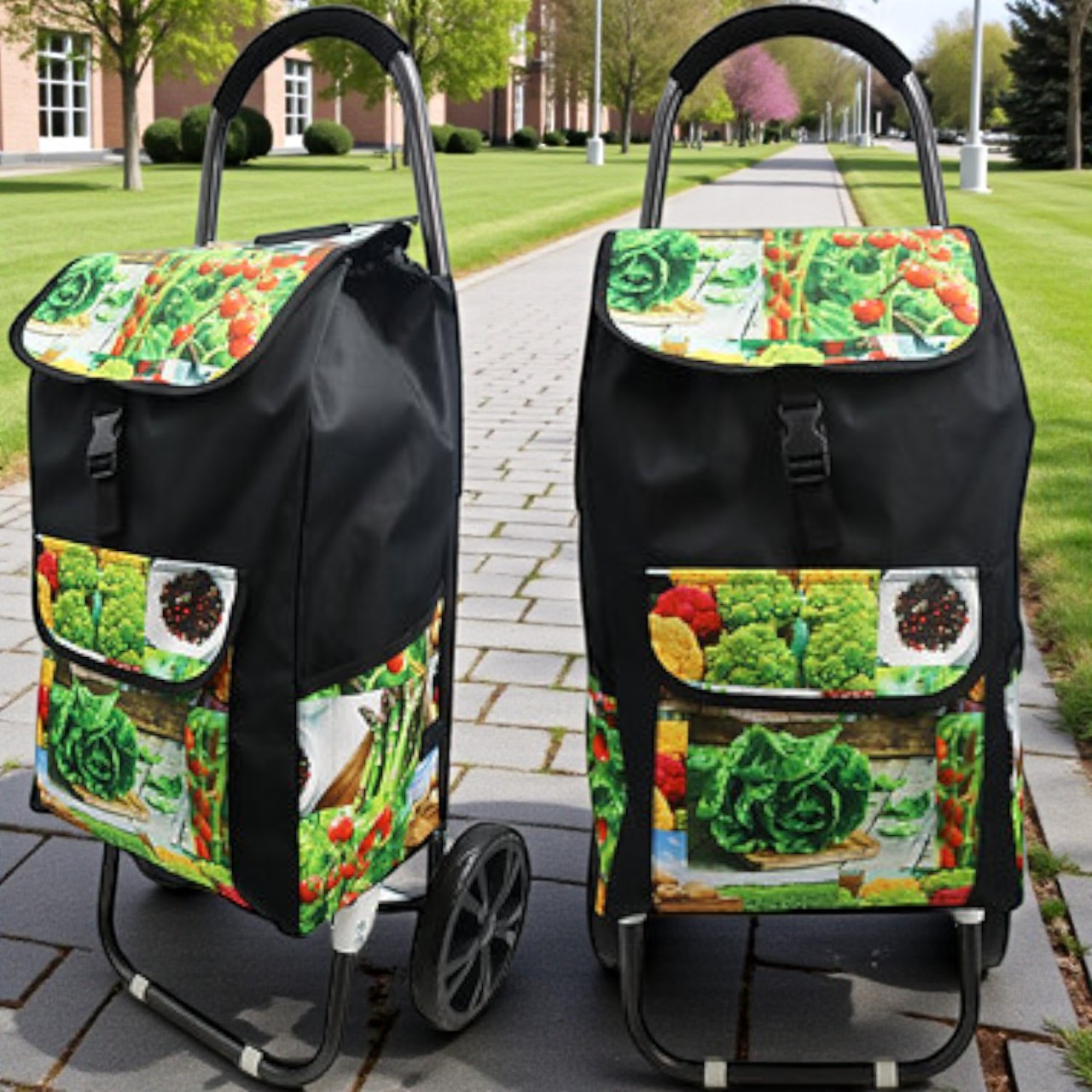 Господарська сумка-візок на двох великих колесах, функціональна сумка кравчучка візок на колесах, фото 1