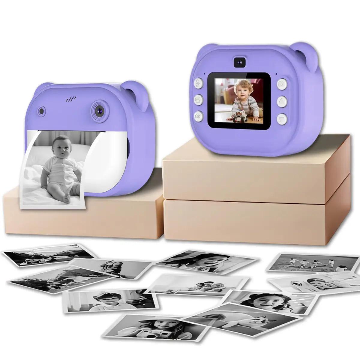 Дитяча цифрова фотокамера миттєвого друку з термопринтером Y600 + 2 рулони паперу, фіолетовий