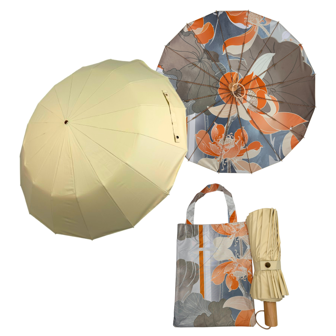 Жіноча механічна парасоля Mario на 16 спиць з малюнком всередині, жовтий, MR 04392-1