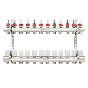 Колектор PLM 1"x3/4" 12 виходів з термоклапанами та витратомірами PBMF112
