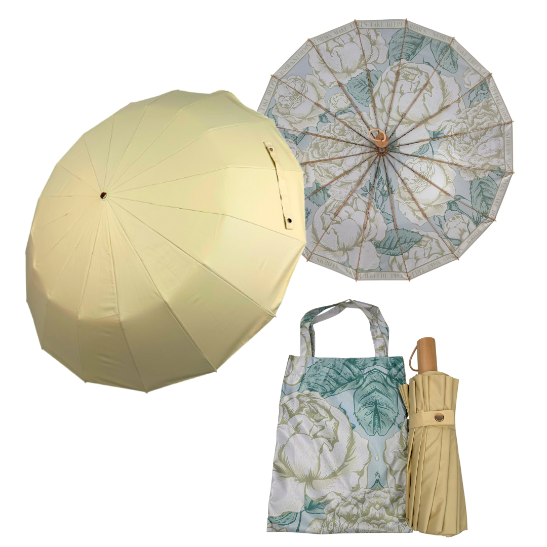 Жіноча механічна парасоля Mario на 16 спиць з малюнком всередині, жовтий, MR 04392-3