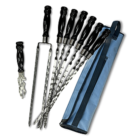 Набір шампурів Арго 6/1/1 чорна ручка в сірому чохлі