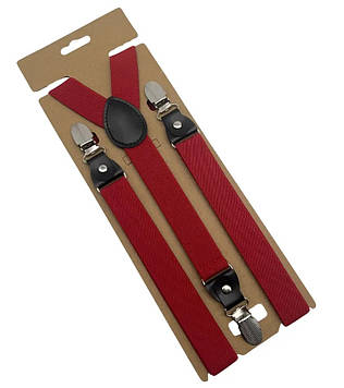 Підтяжки для штанів унісекс Solve — еластичні, регульовані, 3 металевих кліпс KT7004406, бордовий PeremogaUA