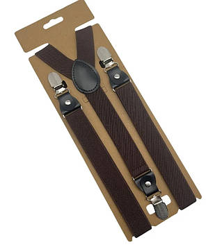 Підтяжки для штанів унісекс Solve — еластичні, регульовані, 3 металевих кліпс KT7004403, коричневі PeremogaUA