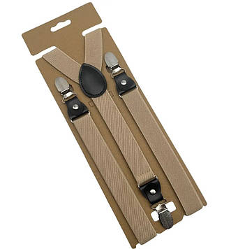 Підтяжки для штанів унісекс Solve — еластичні, регульовані, 3 металевих кліпс KT7004405, беж PeremogaUA