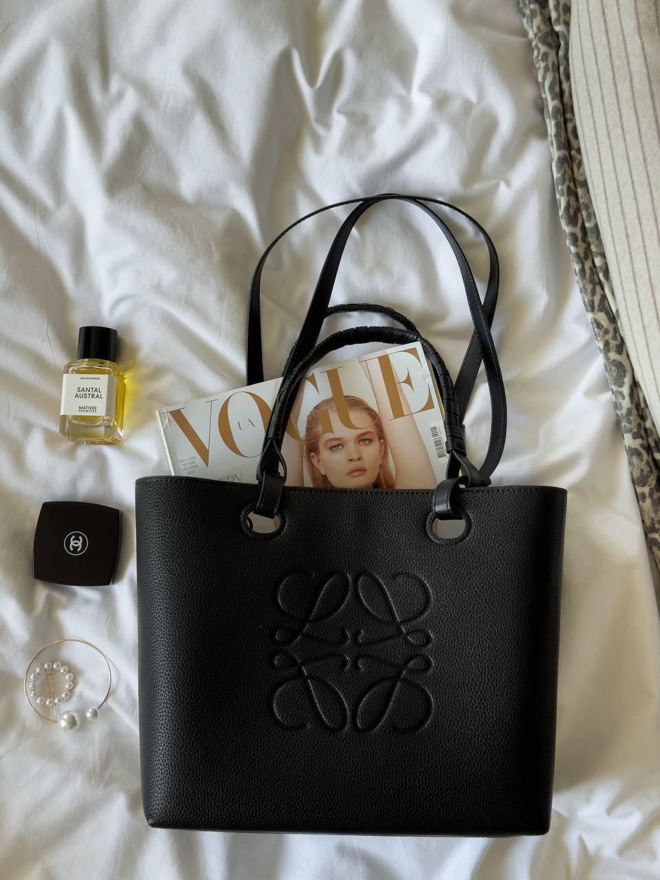 Жіноча стильна сумка LOEWE (чорна) повсякденна сумка-тоут зі шкіряними ручками pr9116 vkross, фото 1