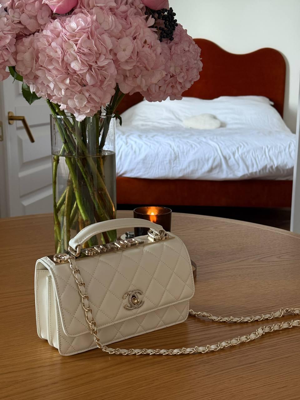 Жіноча стильна сумка крос-боді Chanel (біла) повсякденна на ланцюжку з ручкою CHL9661 vkross, фото 1