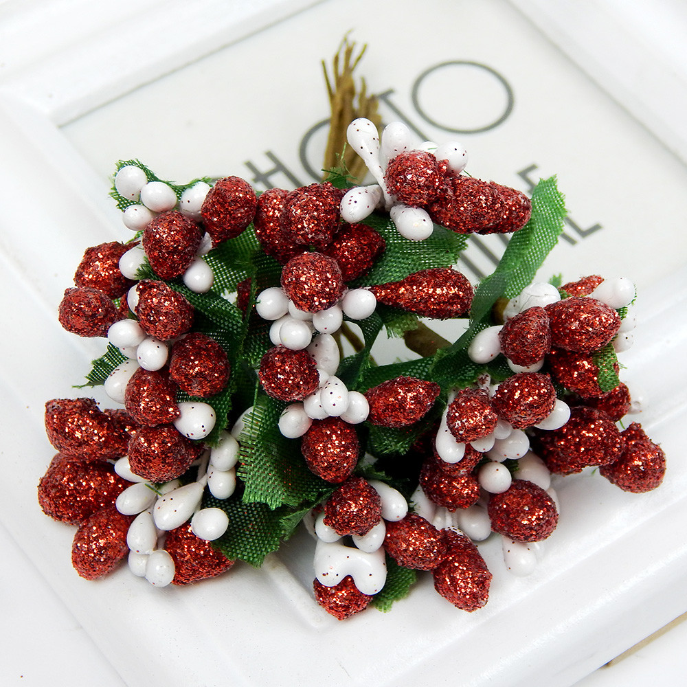 Складні тичинки мікс, білі перламутрові+червоні