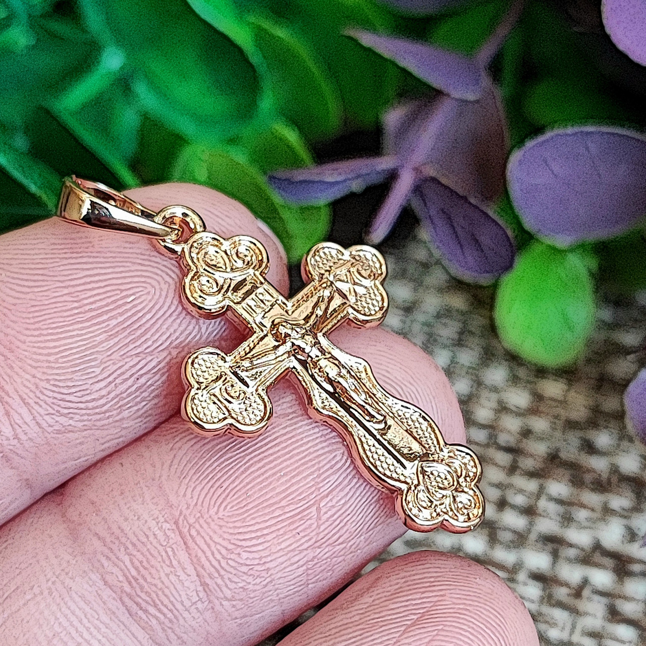 Хрестик xuping довжина з вушком 3.5см ширина 1.8см медичне золото позолота 18К к393