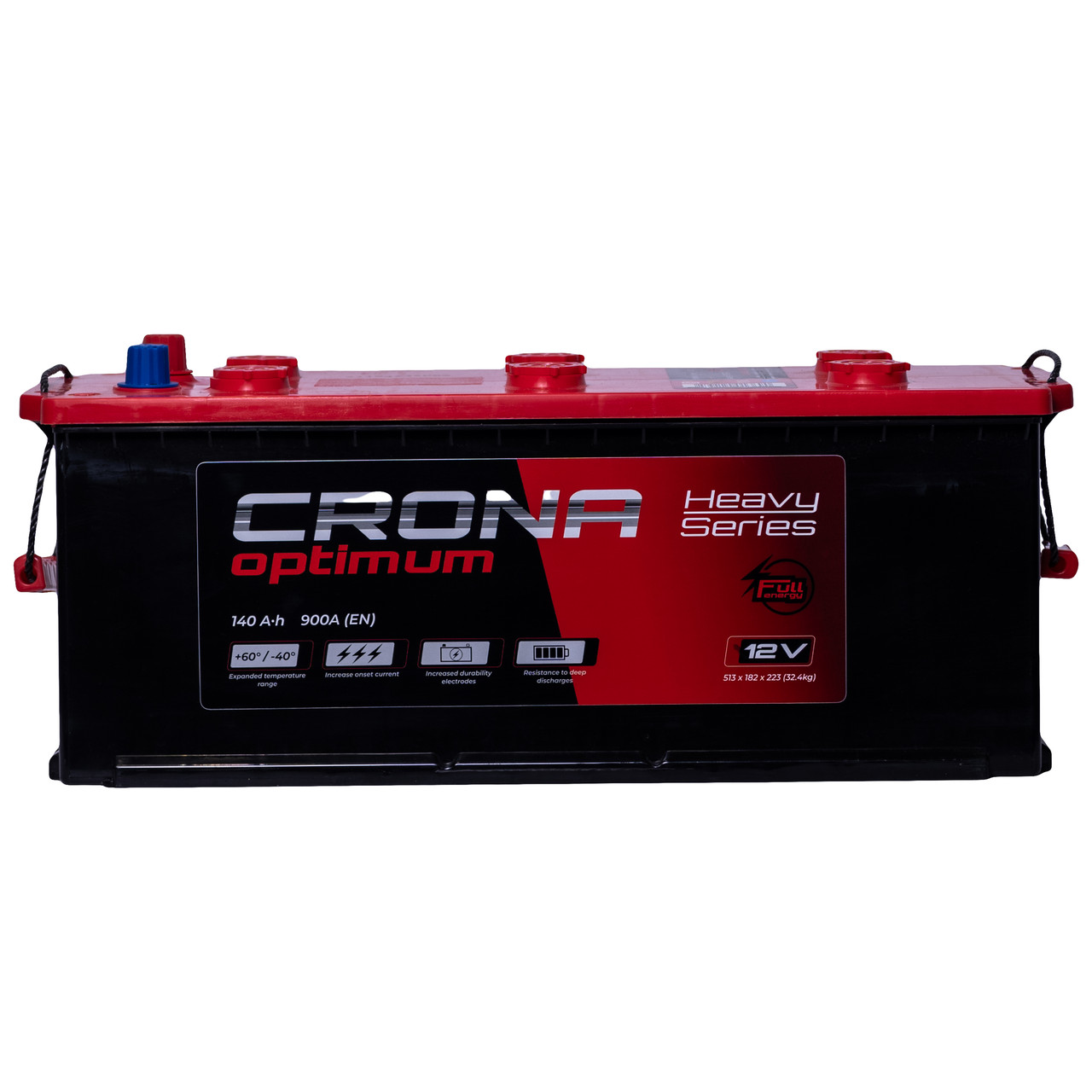 Акумулятор автомобільний 140Ah CRONA (+/-) EN900 (32,4кг) 513x182x223, фото 1