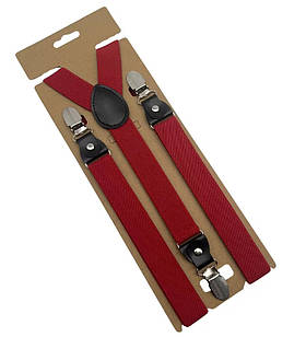 Підтяжки для штанів Solve унісекс — еластичні, регульовані, 3 металевих кліпс KT7004406, бордовий