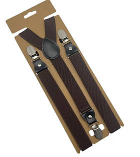Підтяжки для штанів Solve унісекс — еластичні, регульовані, 3 металевих кліпс KT7004403, коричневі