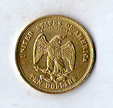 США 10 доларів 1875 рік муляж рідкої золотої монети, фото 2