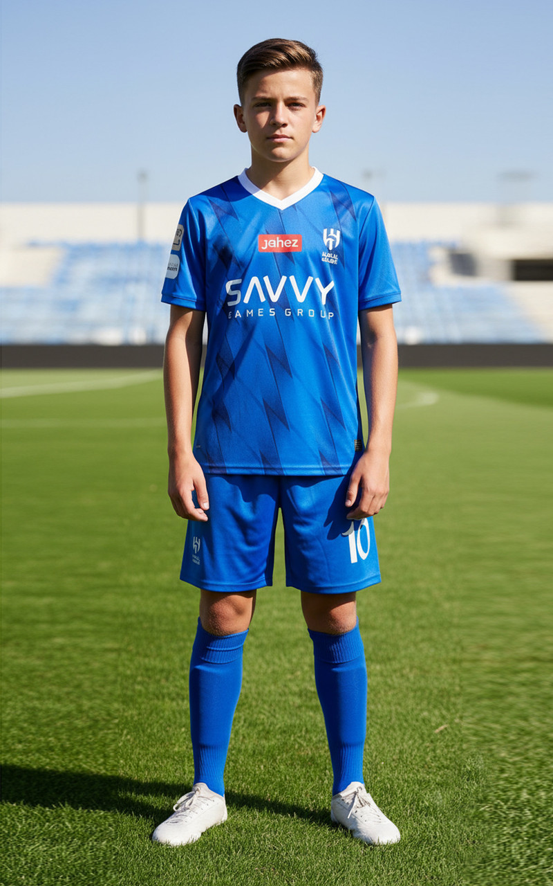 Футбольна форма дитяча Al-Hilal №10 Неймар (Neymar), комплект футболка+шорти, фото 1