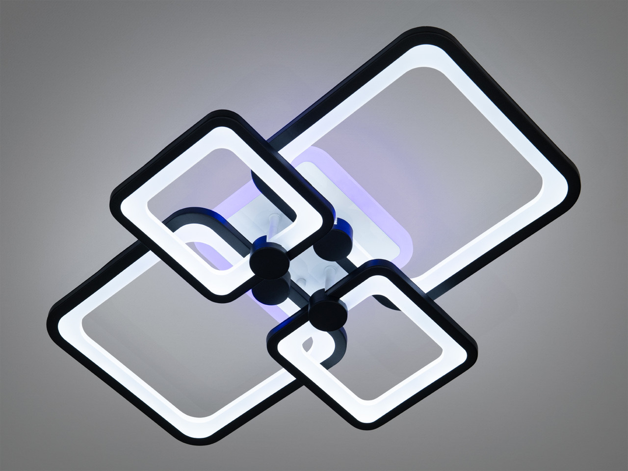 Світлодіодна люстра 8060 чорна з диммером і пультом, 76Вт для вітальні 8208/4BK LED 3color dimmer