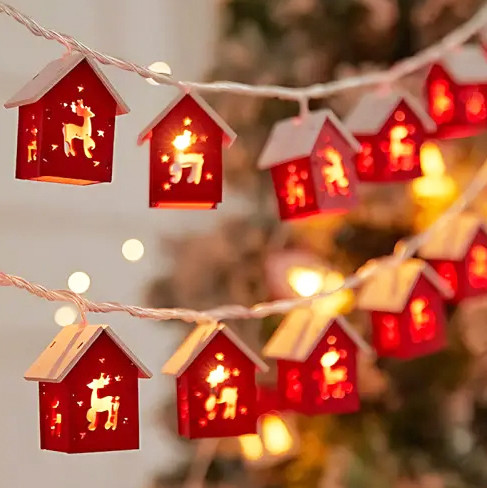 Гірлянда LED Будиночки червоні USB