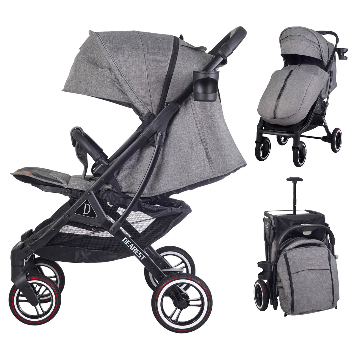 Прогулянкова Коляска Dearest 819 Plus Сіра, рама чорна