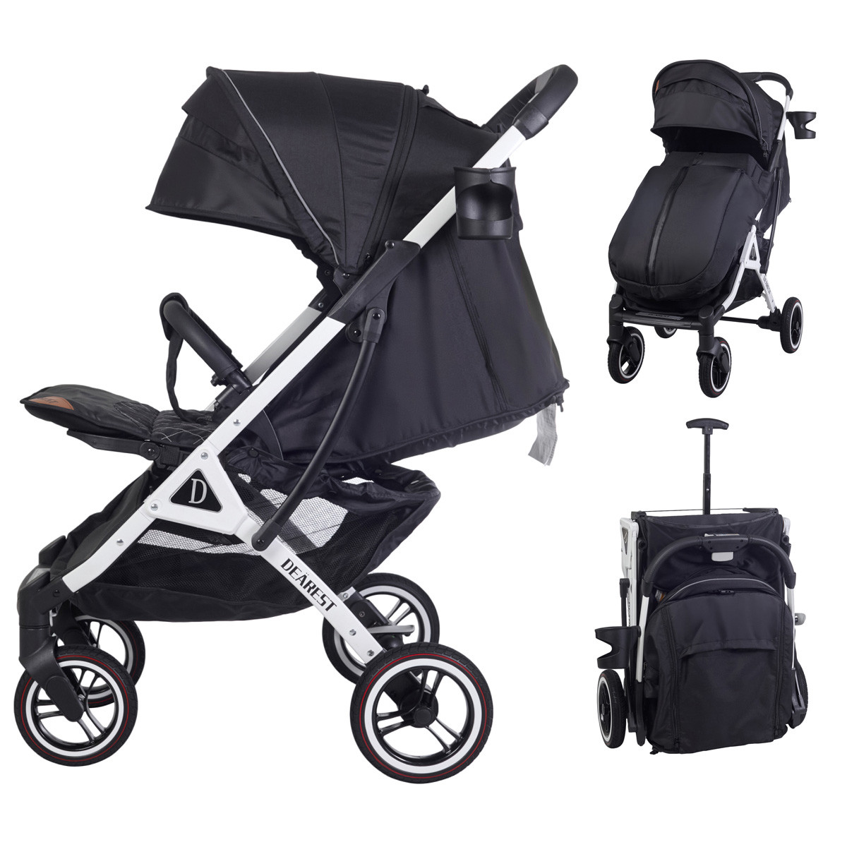 Прогулянкова Коляска Dearest 819 Plus Чорна, рама біла