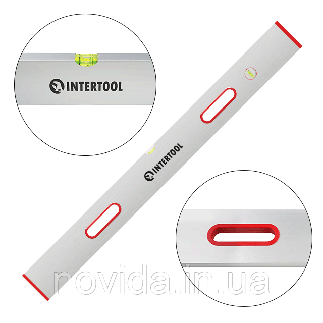 Правило-рівень 100 см, 2 капсули, вертикальне та горизонтальне з ручками INTERTOOL MT-2110
