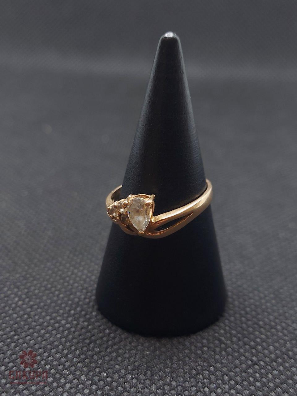 Золота Каблучка зі вставкою цирконій, фото 1