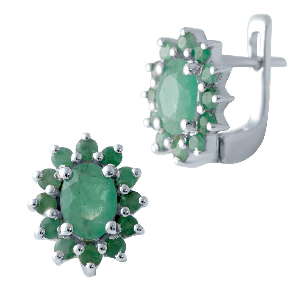 Срібні сережки Proba з натуральним смарагдом 2.608ct (2043393), фото 1