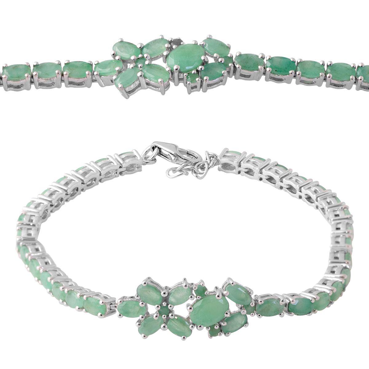 Срібний браслет Proba з натуральним смарагдом 8.39ct, вага виробу 10,53 г (2064435) 1720 розмір, фото 1