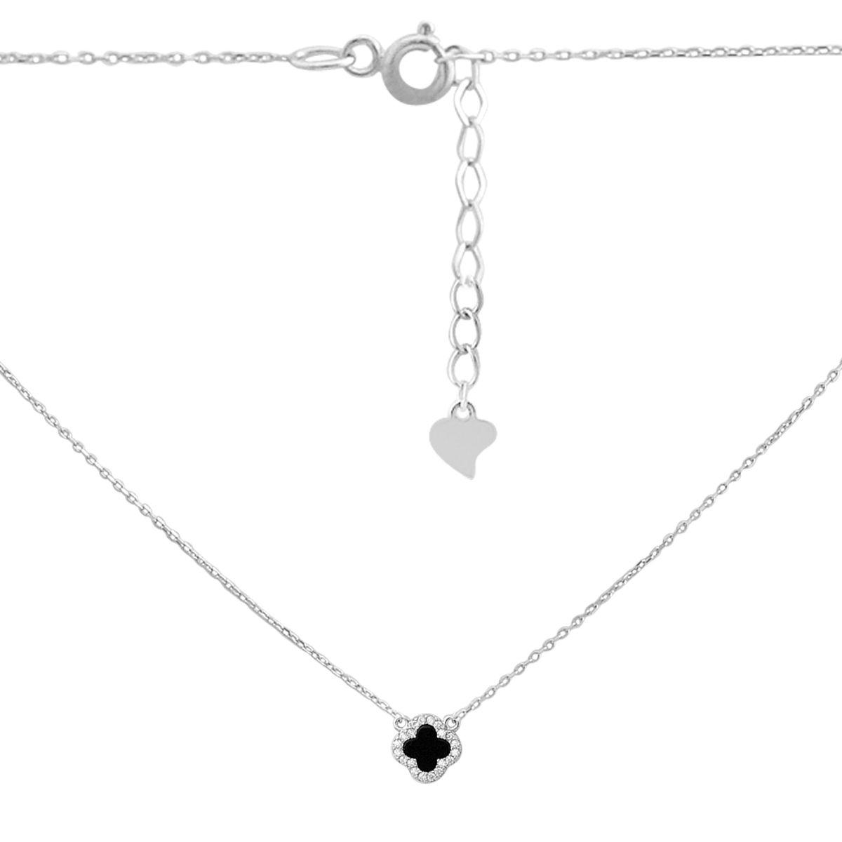 Срібне кольє Proba з натуральним оніксом, фіанітами, вага виробу 2 г (2169659) 400450 розмір, фото 1