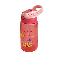 Пляшка для води з трубочкою Baby пластикова bottle LB400 500ml Червона дитяча поїлка