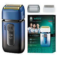 Шейвер VGR V-362 Синьо-чорний, акумуляторна бритва для обличчя, машинка для стриження та гоління (тример)