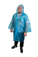 Плащ дощовик на кнопках Синій 60 мкм 107х73 см, туристичний дощовик від дощу, снігу та вітру