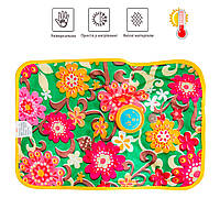 Грілка для ніг водяна 26х18 см "Зелена з орнаментом", електрогрілка багаторазова (електрична грайка)