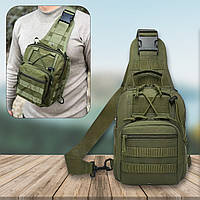 Чоловіча сумка через плече Оліва 6 л — повсякденна бананка-барсетка через плече чоловіча, сумка edc