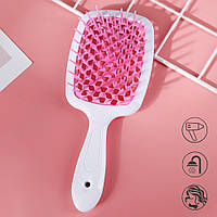 Гребінець для мокрого волосся Janeke Біло-рожевий, масажна щітка для волосся супербраш (щітка для волосся)