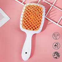 Масажний гребінець для розплутування волосся Superbrush Janeke Біло-жовтогарячий, щітка для волосся (гребінець)