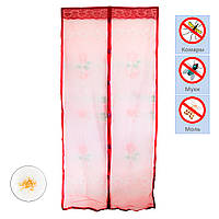 Москітна сітка на дверях 208х98 см антимоскітна сітка на магнітах однотонна Червона з малюнком