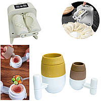Машинка для ліплення пельменів Dumpling Machine та форма для приготування фрикаделок 2 шт Біло-коричневі