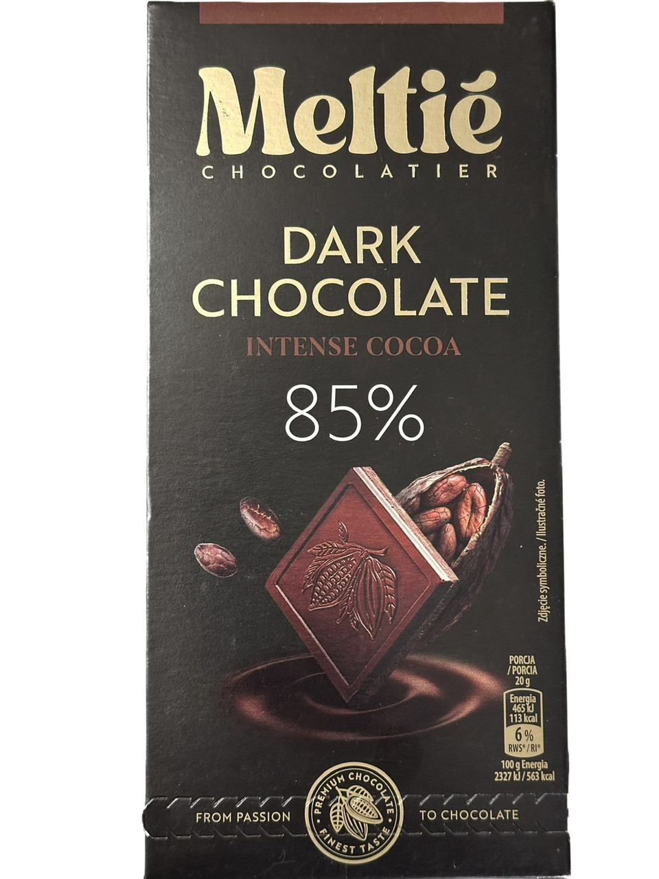 Шоколад чорний 85% какао MELTIE 100г (Польща)