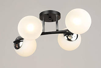 Люстра стельова на 4 плафони VALESO K2318/4 чорний+хром E27