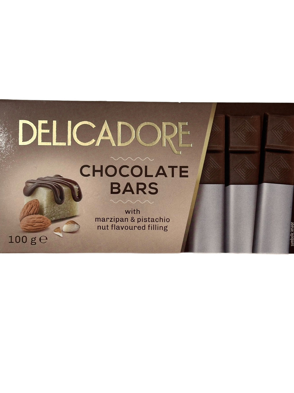 Шоколад Delicadore Chocolate Bars зі смаком марципану та фісташок  100 г