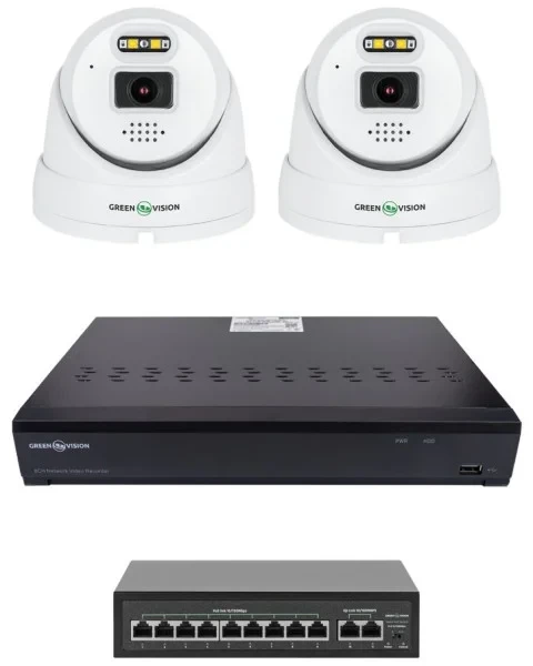 Комплект відеонагляду GreenVision GV-IP-K-W101/2 5MP (Ultra AI), фото 1