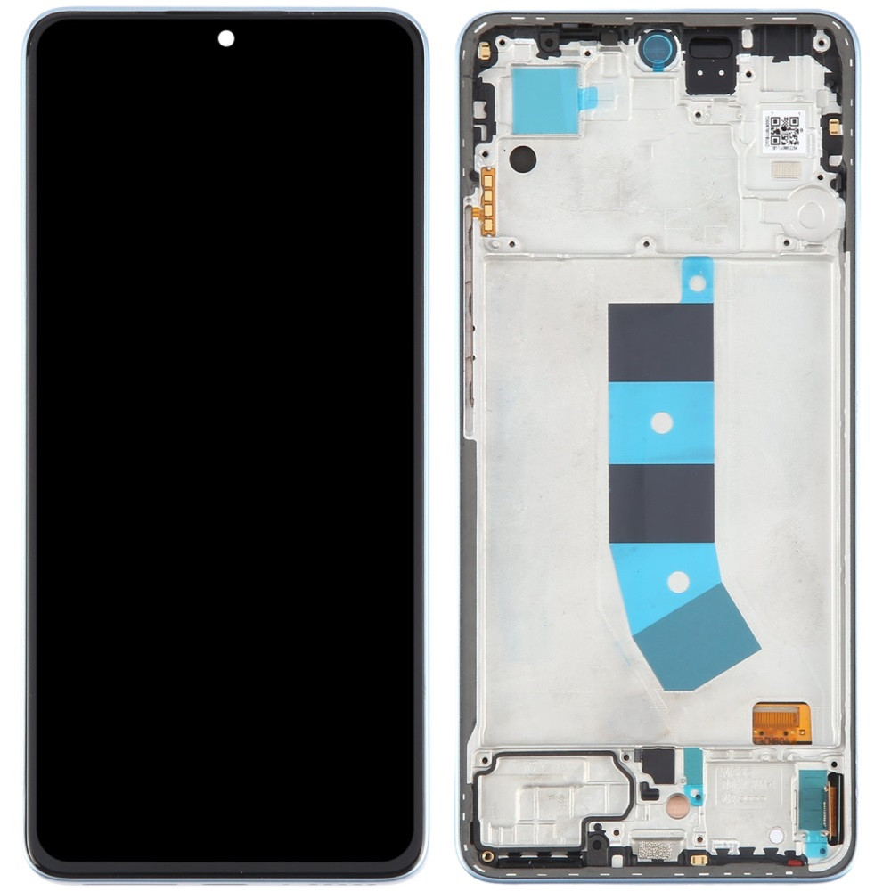 Дисплей Xiaomi Redmi Note 13 4G чорний, Amoled, оригінал PRC переклеєне скло, з рамкою синього кольору, Ice Blue, фото 1