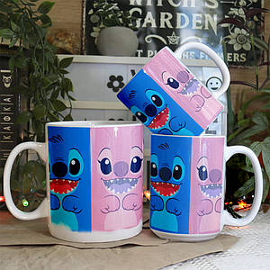 Чашка 330мл Ліло та Стич "Синій та Рожевий" / Lilo & Stitch 870